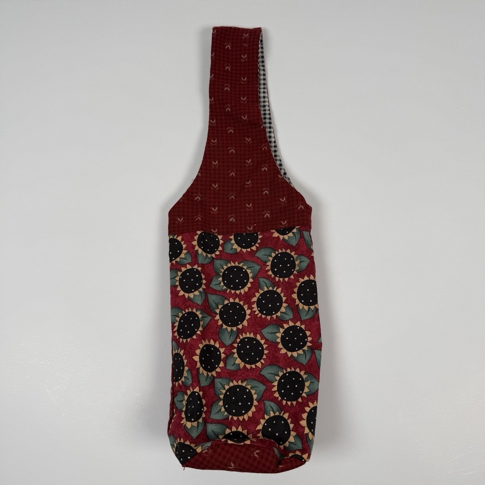 Handmade Fabric Wine Bottle Holder Carrier Gift House Warming Sunflower Red New